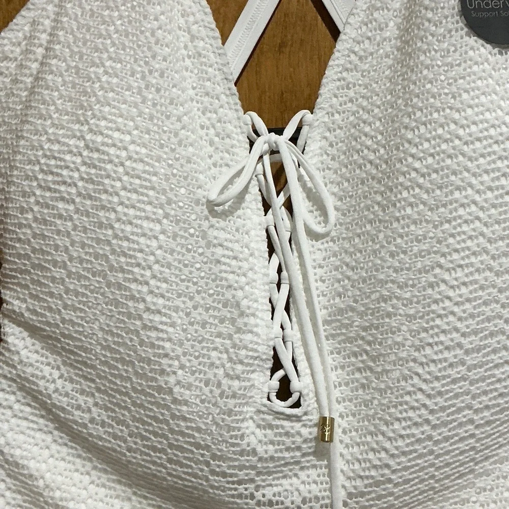 Coco Reef White Textured Lace-Up One-Piece Swimsuit - Picture 2 of 8